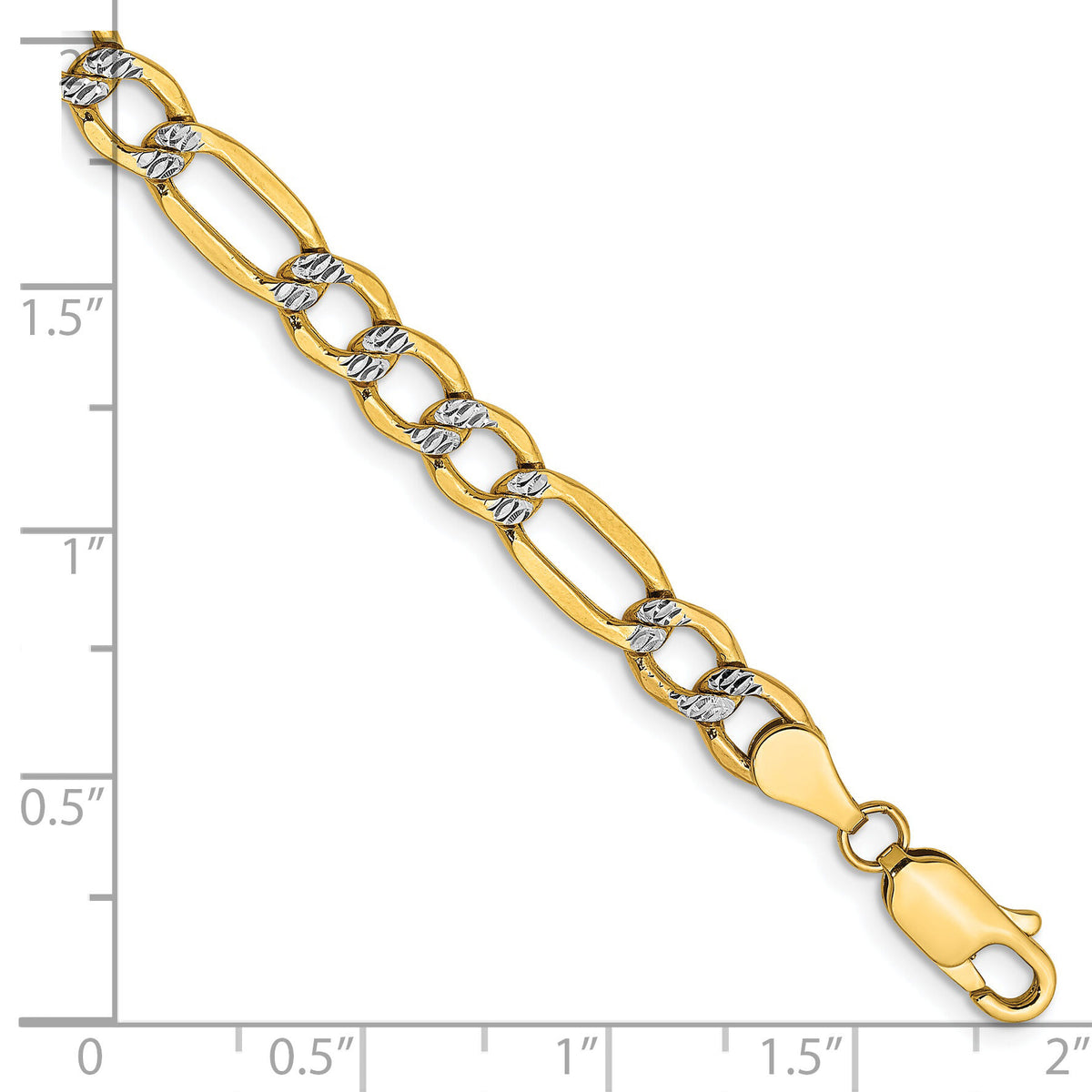 14k 5.25mm Semi-solid with Rhodium PavÃ© Figaro Chain-PWC120-9
