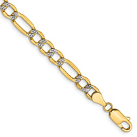 14k 5.25mm Semi-solid with Rhodium PavÃ© Figaro Chain-PWC120-8