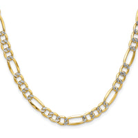 14k 6.5mm Semi-solid with Rhodium PavÃ© Figaro Chain-PWC150-26