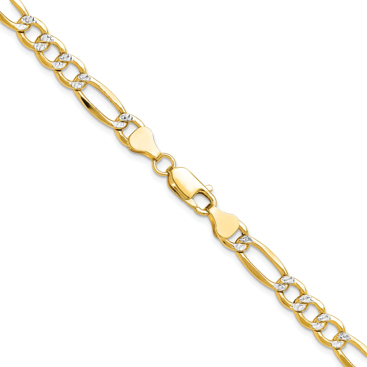 14k 6.5mm Semi-solid with Rhodium PavÃ© Figaro Chain-PWC150-24