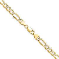 14k 6.5mm Semi-solid with Rhodium PavÃ© Figaro Chain-PWC150-26