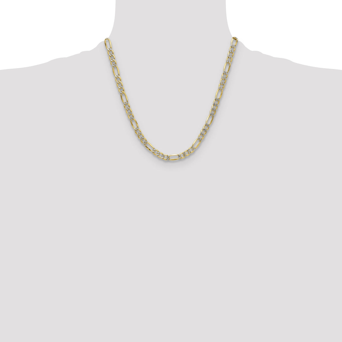 14k 6.5mm Semi-solid with Rhodium PavÃ© Figaro Chain-PWC150-20
