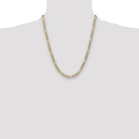 14k 6.5mm Semi-solid with Rhodium PavÃ© Figaro Chain-PWC150-22
