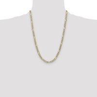 14k 6.5mm Semi-solid with Rhodium PavÃ© Figaro Chain-PWC150-24