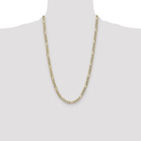 14k 6.5mm Semi-solid with Rhodium PavÃ© Figaro Chain-PWC150-26