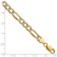 14k 6.5mm Semi-solid with Rhodium PavÃ© Figaro Chain-PWC150-7