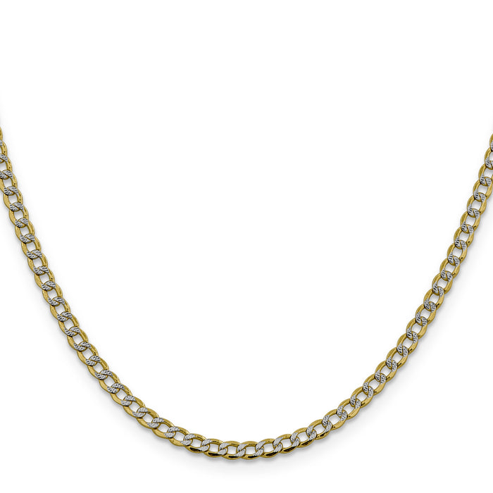 14k 3.4mm Semi-solid with Rhodium PavÃ© Curb Chain-PWF080-20
