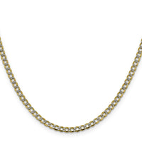 14k 3.4mm Semi-solid with Rhodium PavÃ© Curb Chain-PWF080-22