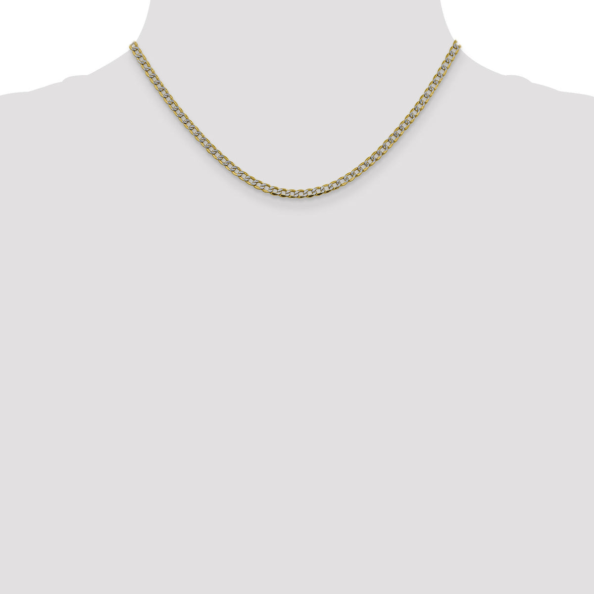 14k 3.4mm Semi-solid with Rhodium PavÃ© Curb Chain-PWF080-16