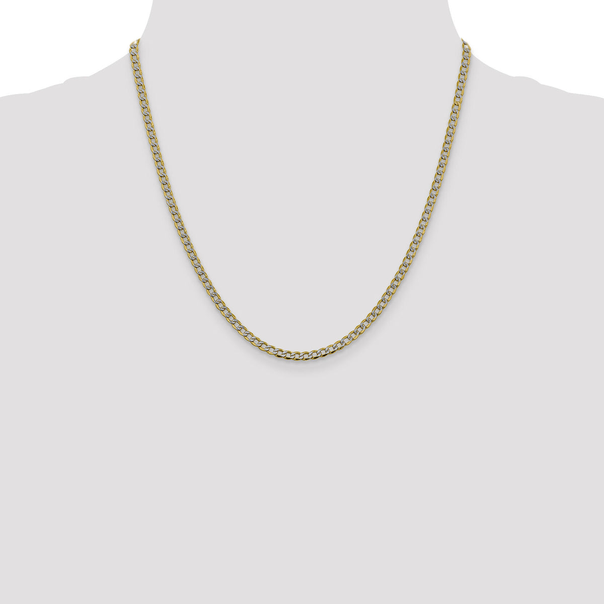 14k 3.4mm Semi-solid with Rhodium PavÃ© Curb Chain-PWF080-20