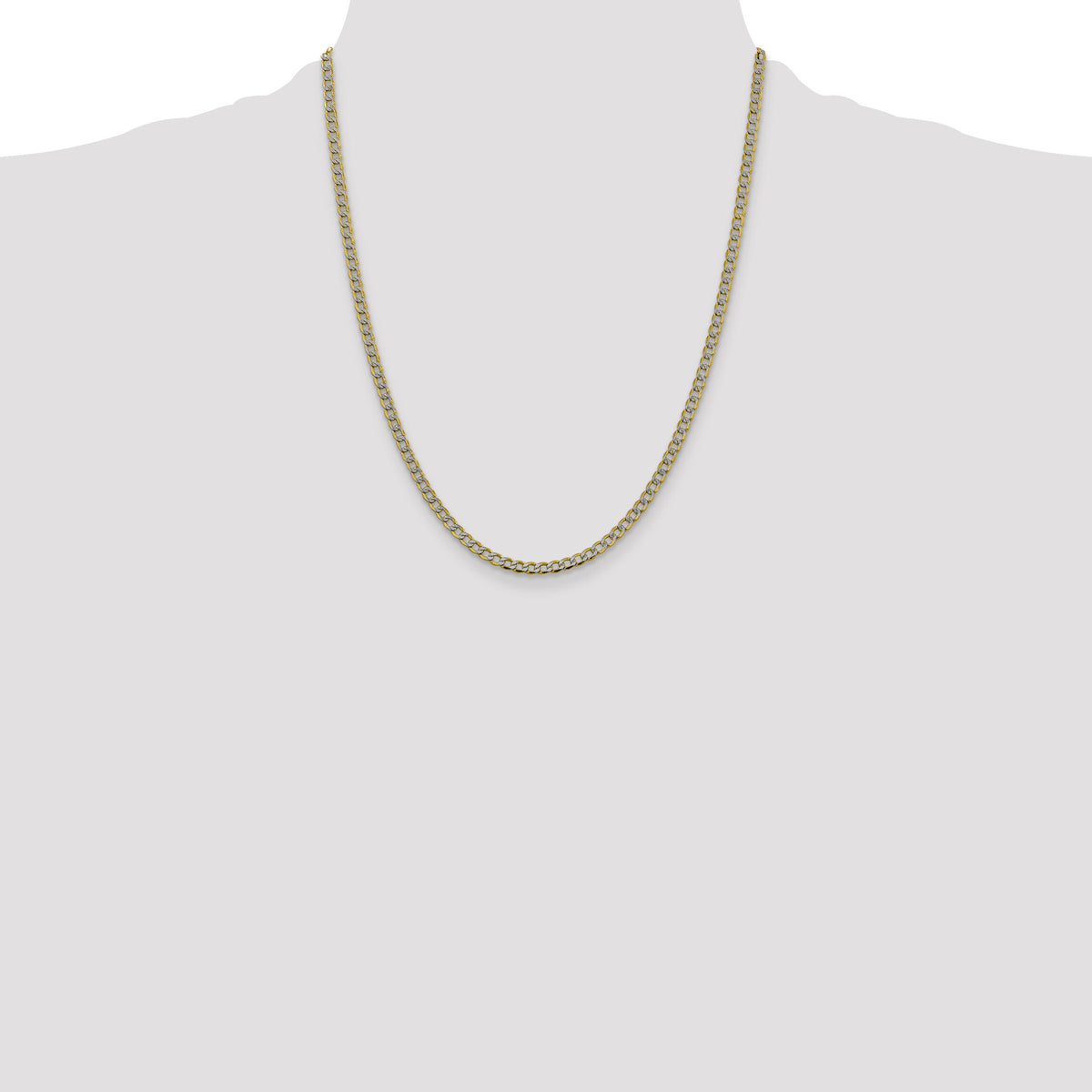14k 3.4mm Semi-solid with Rhodium PavÃ© Curb Chain-PWF080-22