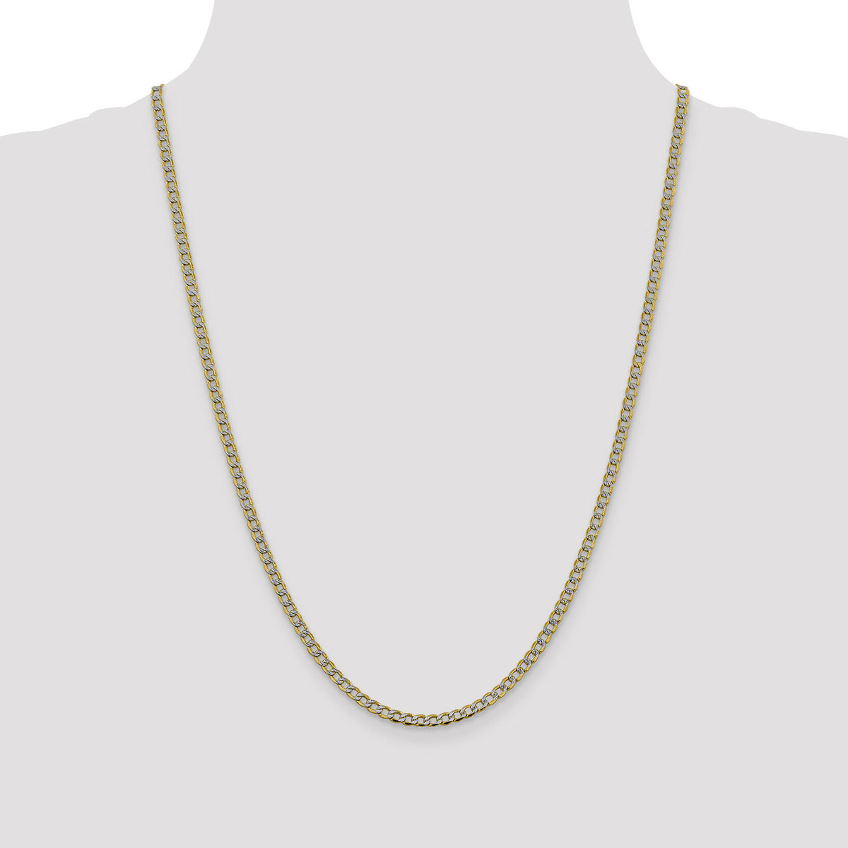 14k 3.4mm Semi-solid with Rhodium PavÃ© Curb Chain-PWF080-24