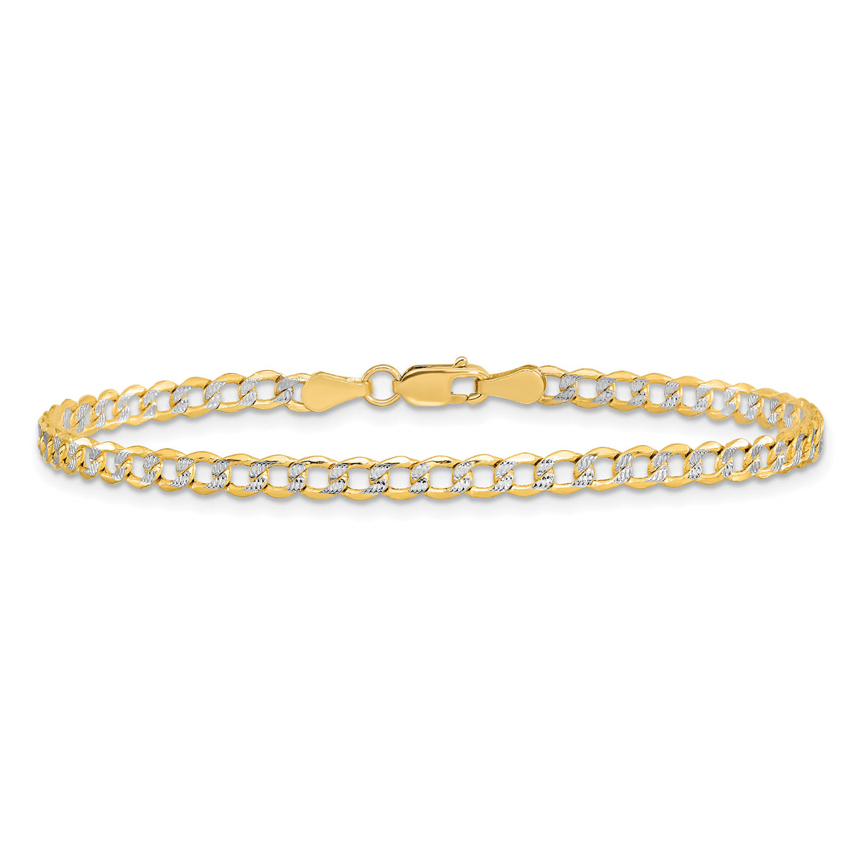 14k 3.4mm Semi-solid with Rhodium PavÃ© Curb Chain-PWF080-9