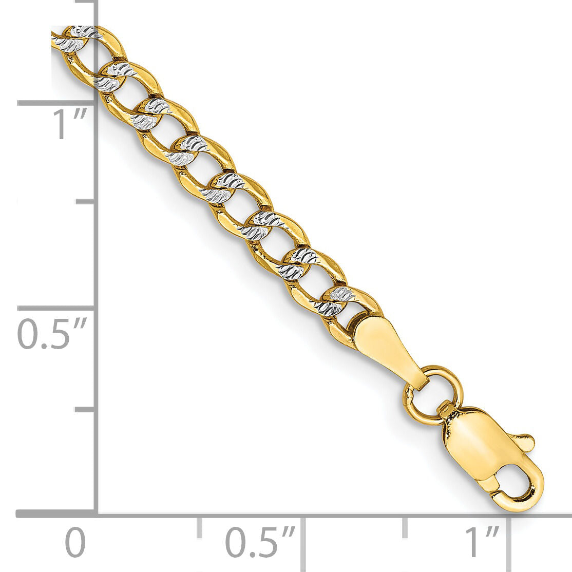 14k 3.4mm Semi-solid with Rhodium PavÃ© Curb Chain-PWF080-8