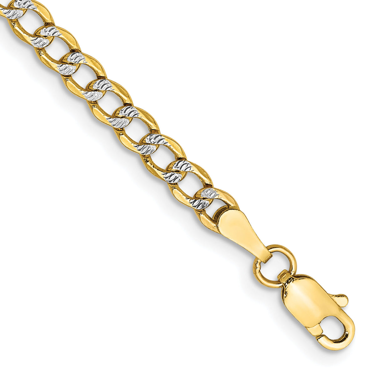 14k 3.4mm Semi-solid with Rhodium PavÃ© Curb Chain-PWF080-8