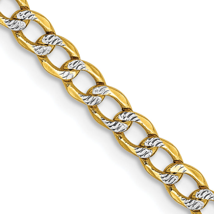 14k 3.4mm Semi-solid with Rhodium PavÃ© Curb Chain-PWF080-18