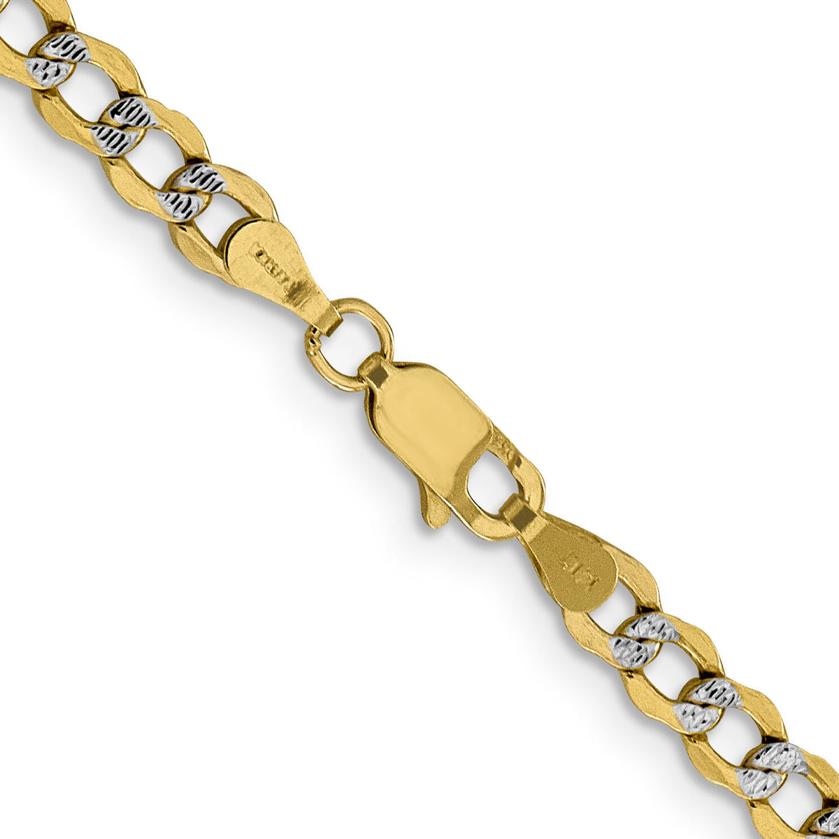 14k 4.3mm Semi-solid with Rhodium PavÃ© Curb Chain-PWF100-18
