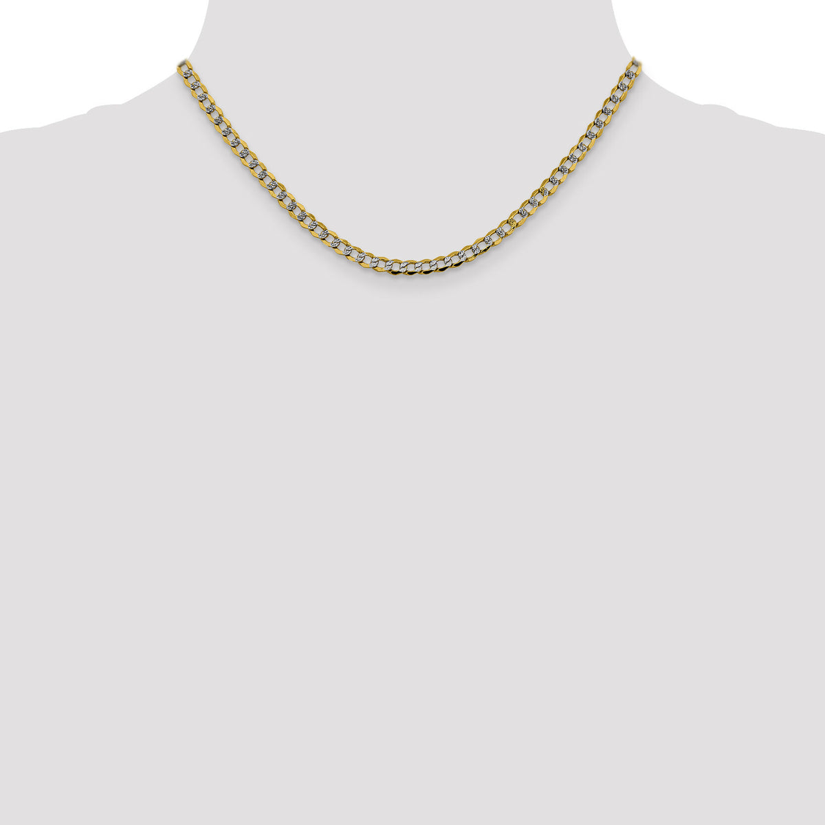14k 4.3mm Semi-solid with Rhodium PavÃ© Curb Chain-PWF100-16