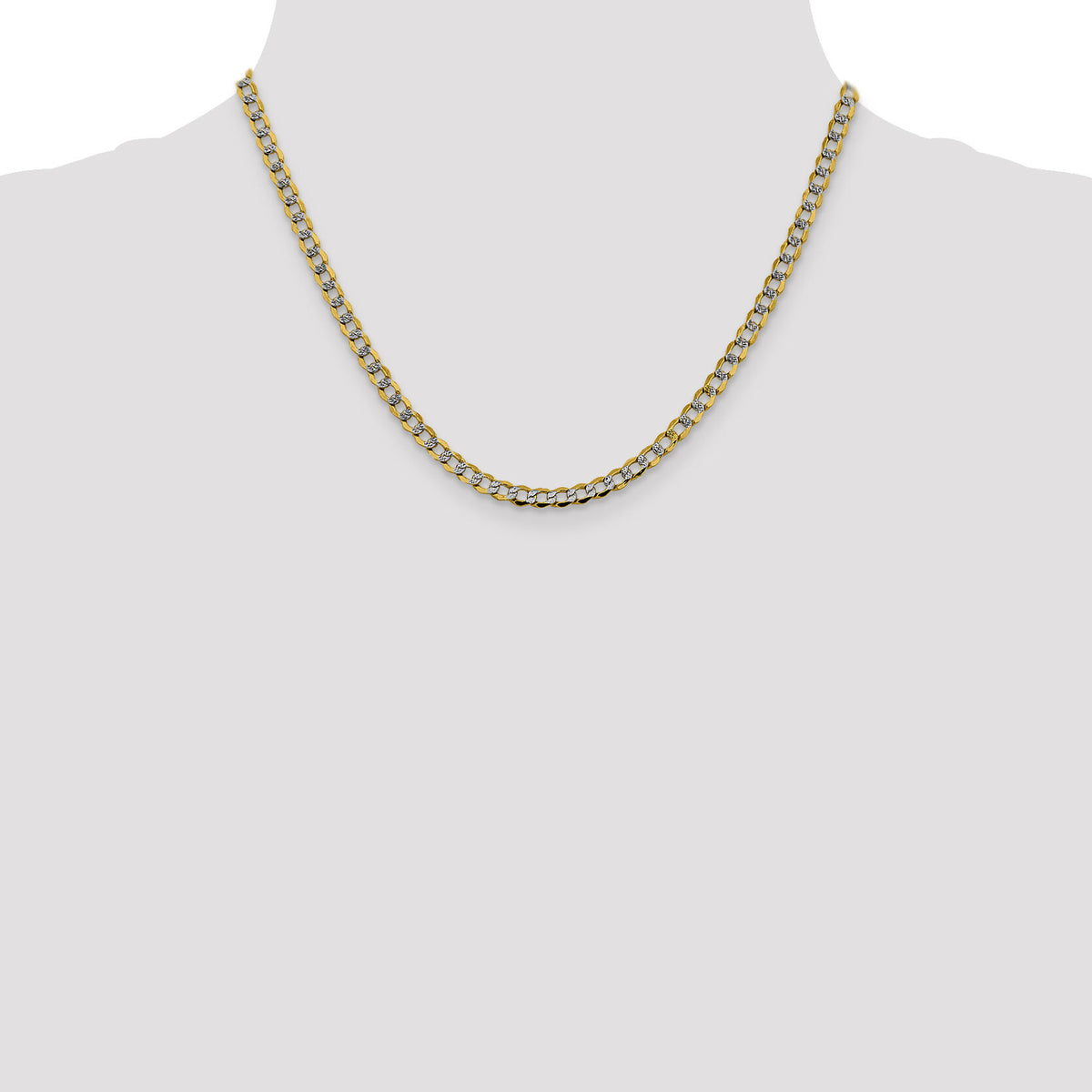 14k 4.3mm Semi-solid with Rhodium PavÃ© Curb Chain-PWF100-18