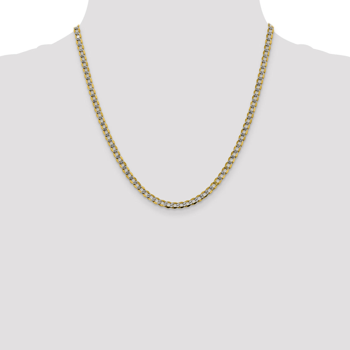 14k 4.3mm Semi-solid with Rhodium PavÃ© Curb Chain-PWF100-20
