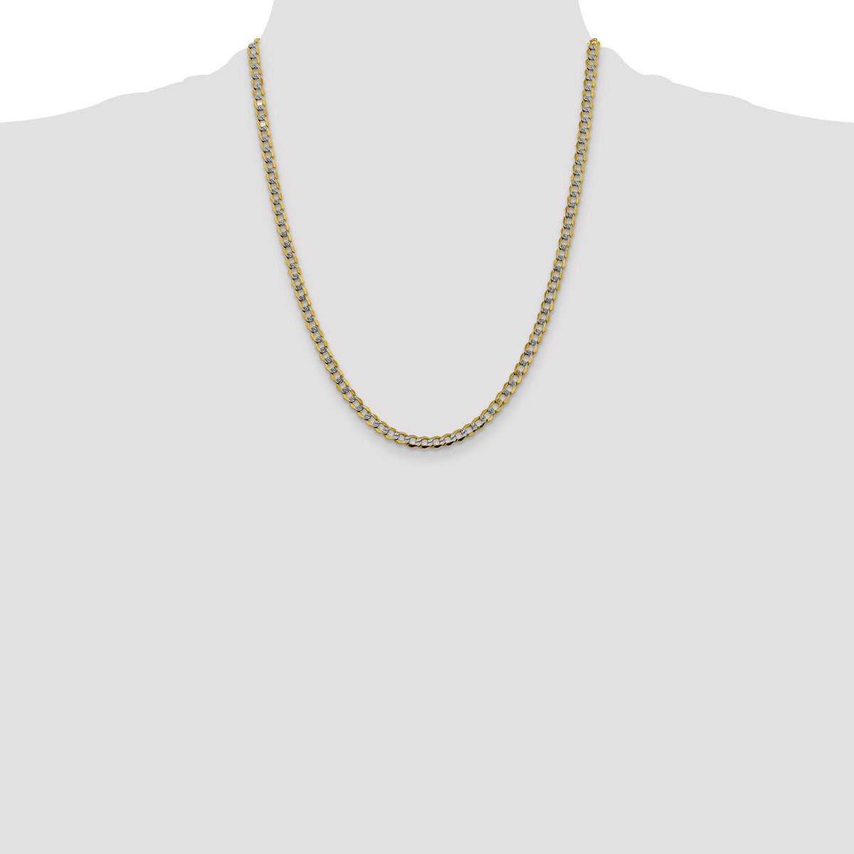 14k 4.3mm Semi-solid with Rhodium PavÃ© Curb Chain-PWF100-22