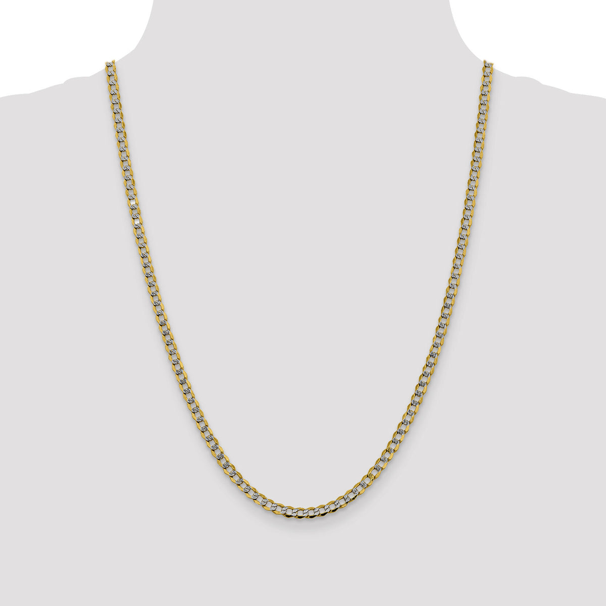 14k 4.3mm Semi-solid with Rhodium PavÃ© Curb Chain-PWF100-24