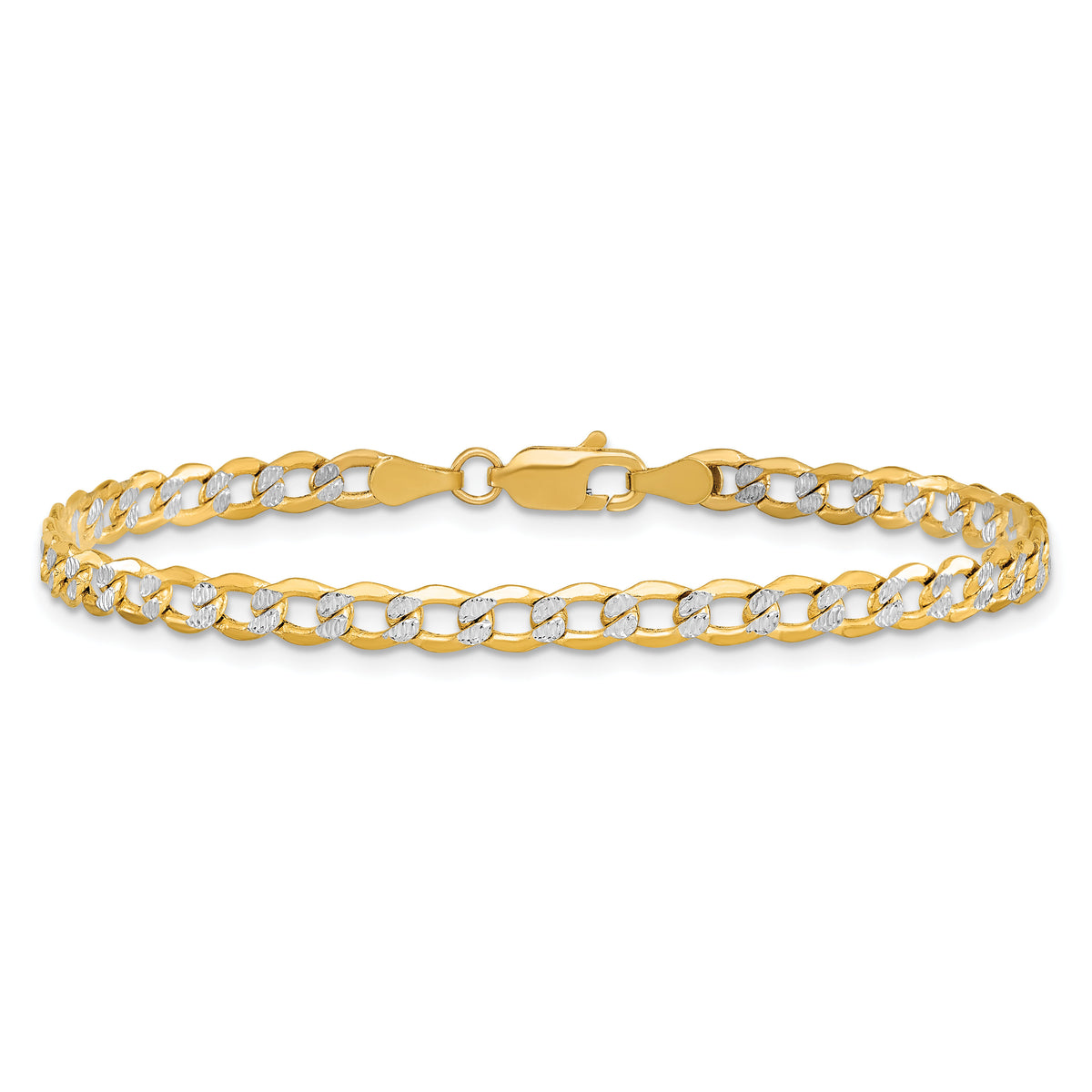 14k 4.3mm Semi-solid with Rhodium PavÃ© Curb Chain-PWF100-8