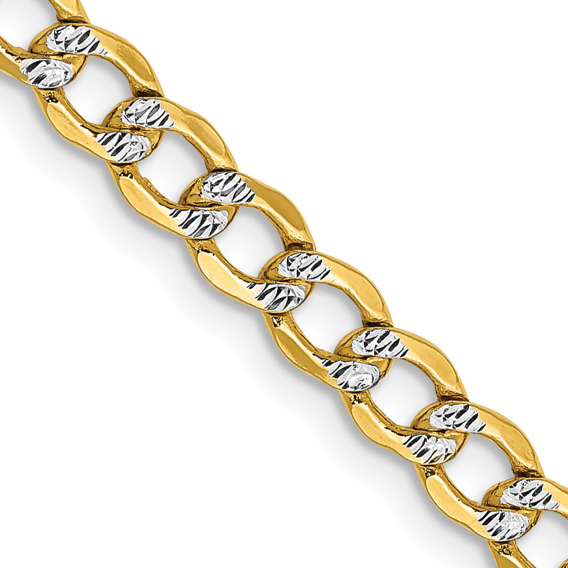 14k 4.3mm Semi-solid with Rhodium PavÃ© Curb Chain-PWF100-16
