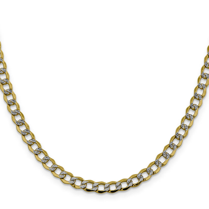 14k 5.2mm Semi-solid with Rhodium PavÃ© Curb Chain-PWF120-16