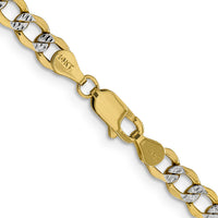 14k 5.2mm Semi-solid with Rhodium PavÃ© Curb Chain-PWF120-20