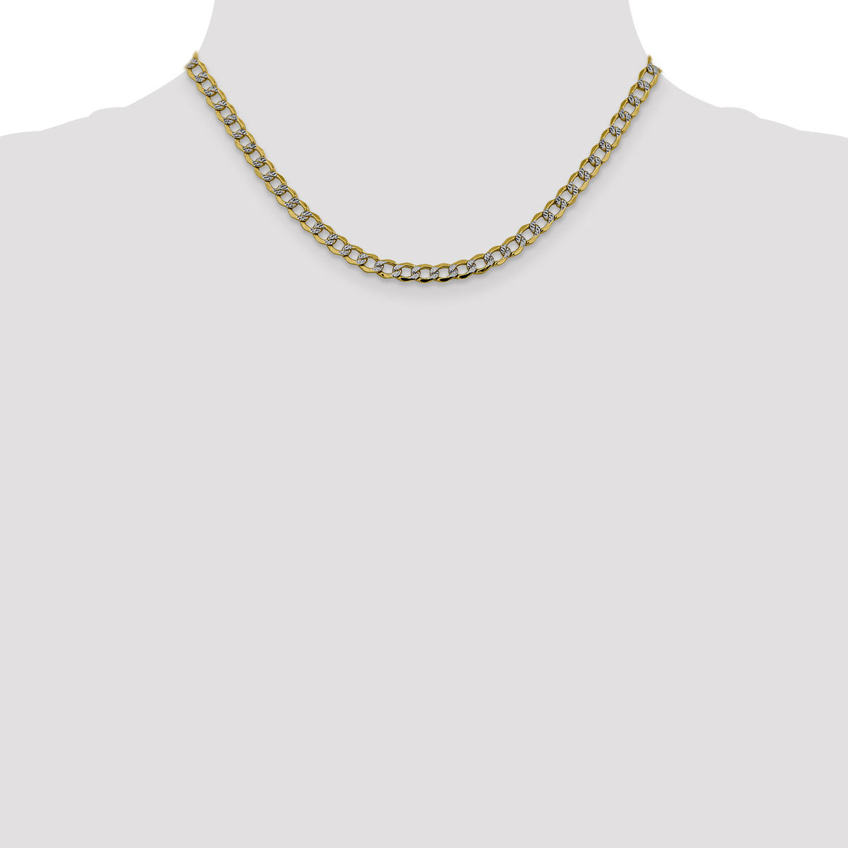 14k 5.2mm Semi-solid with Rhodium PavÃ© Curb Chain-PWF120-16