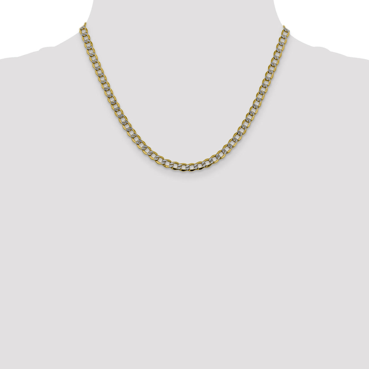 14k 5.2mm Semi-solid with Rhodium PavÃ© Curb Chain-PWF120-18