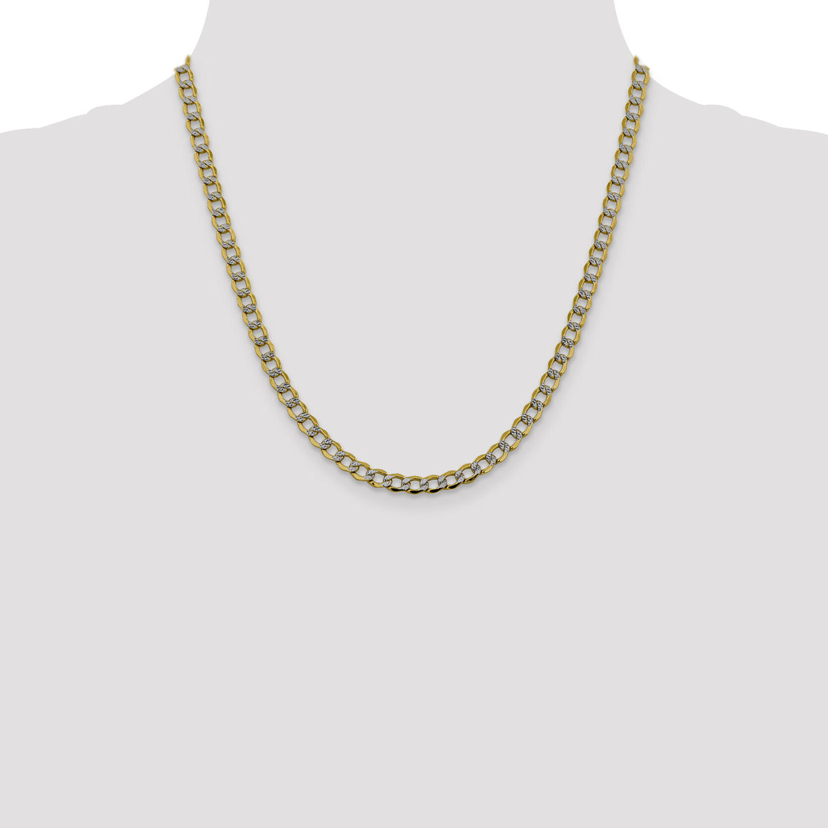 14k 5.2mm Semi-solid with Rhodium PavÃ© Curb Chain-PWF120-20