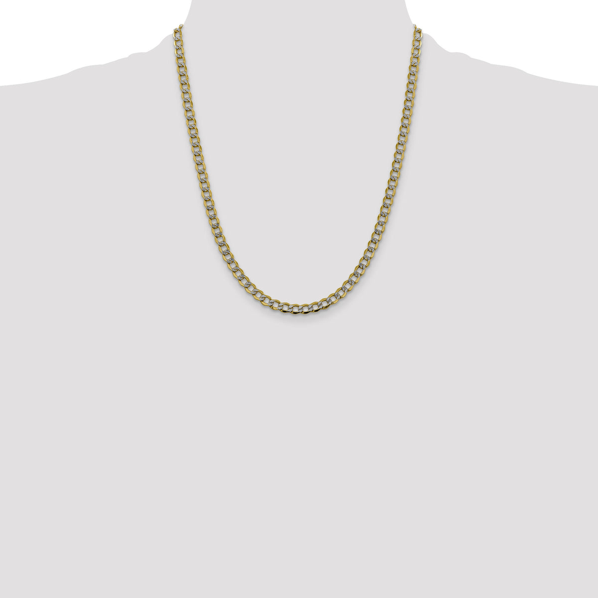 14k 5.2mm Semi-solid with Rhodium PavÃ© Curb Chain-PWF120-22