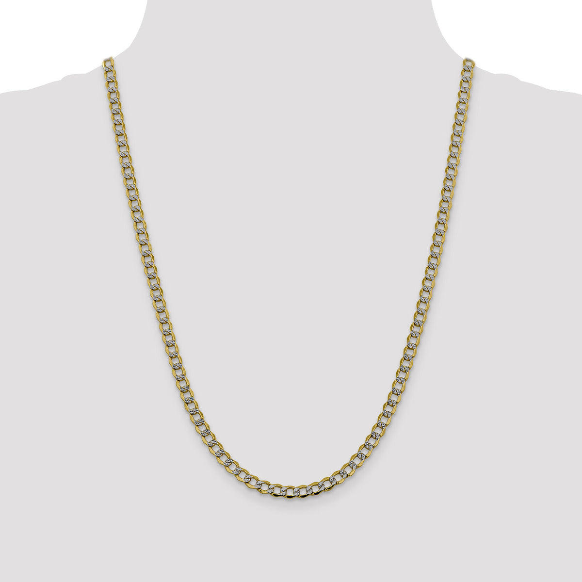 14k 5.2mm Semi-solid with Rhodium PavÃ© Curb Chain-PWF120-24