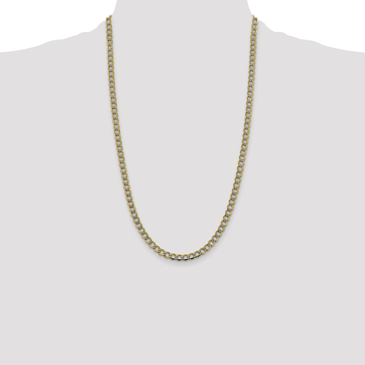 14k 5.2mm Semi-solid with Rhodium PavÃ© Curb Chain-PWF120-26
