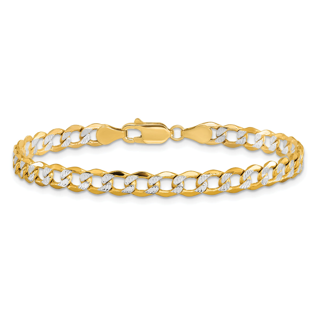 14k 5.2mm Semi-solid with Rhodium PavÃ© Curb Chain-PWF120-8