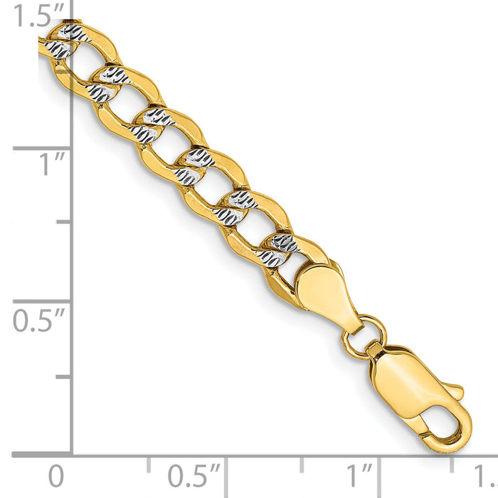 14k 5.2mm Semi-solid with Rhodium PavÃ© Curb Chain-PWF120-8