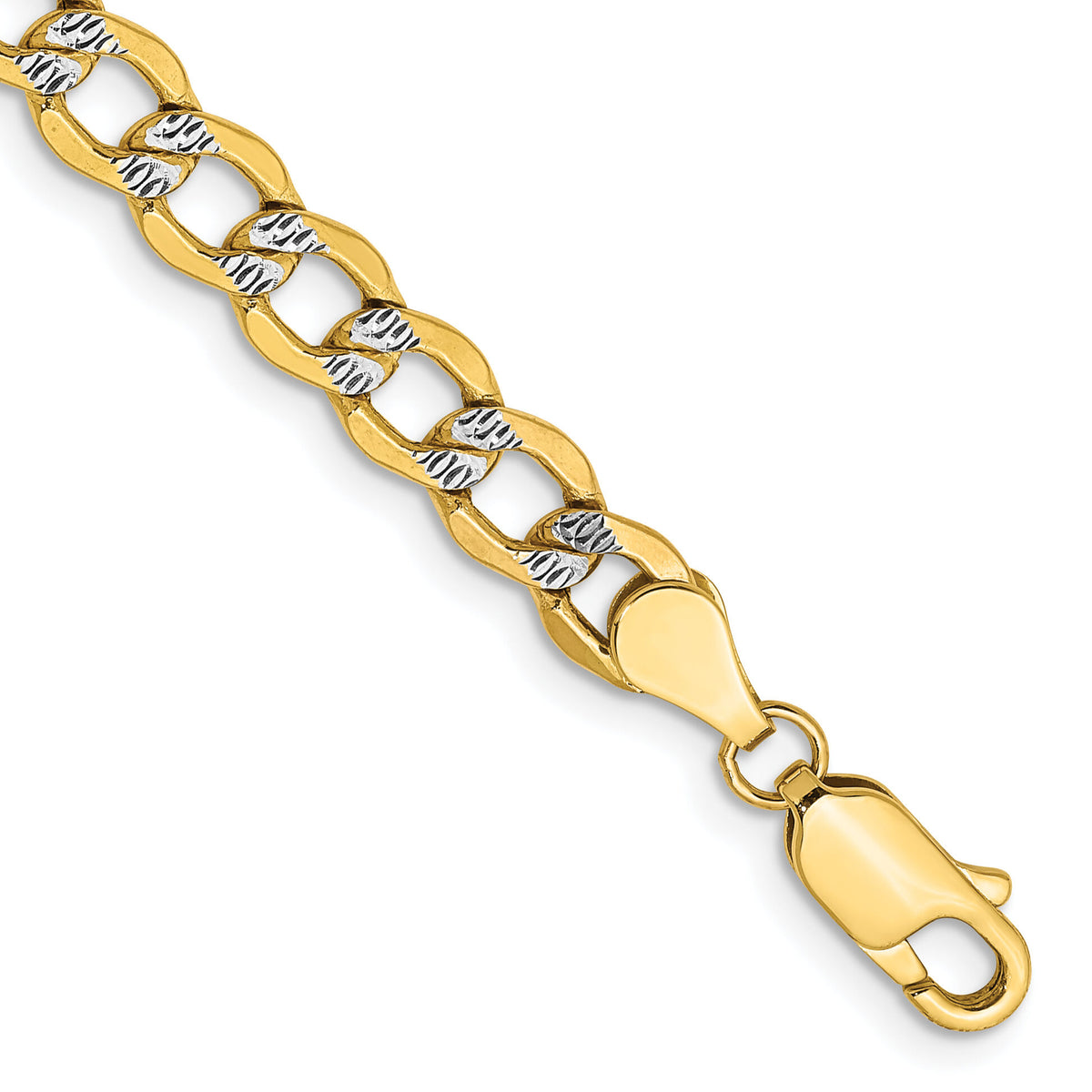 14k 5.2mm Semi-solid with Rhodium PavÃ© Curb Chain-PWF120-8
