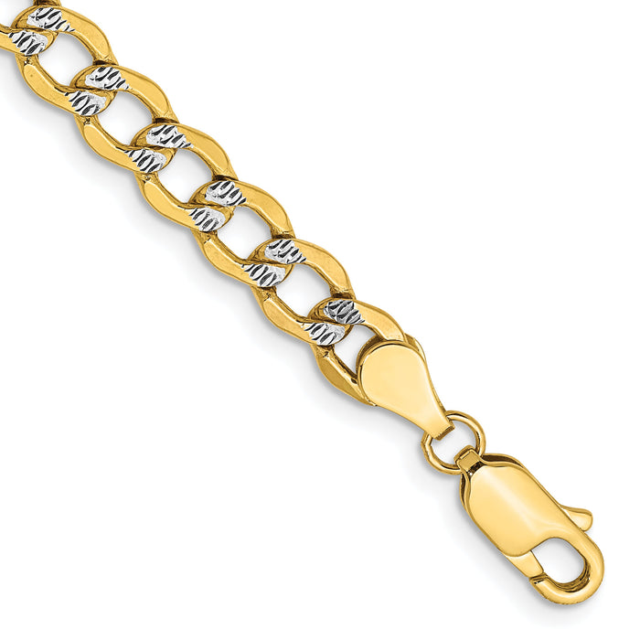14k 5.2mm Semi-solid with Rhodium PavÃ© Curb Chain-PWF120-8