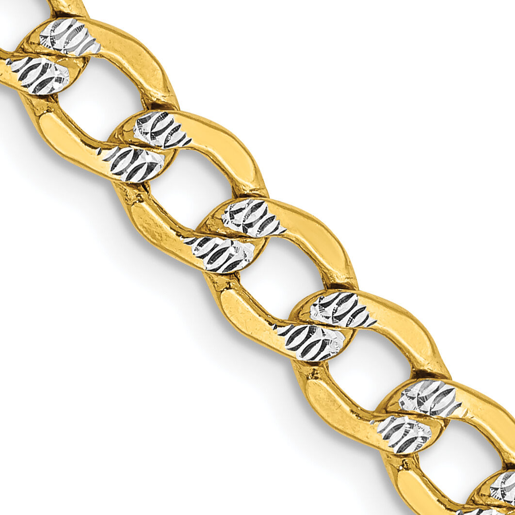 14k 5.2mm Semi-solid with Rhodium PavÃ© Curb Chain-PWF120-20