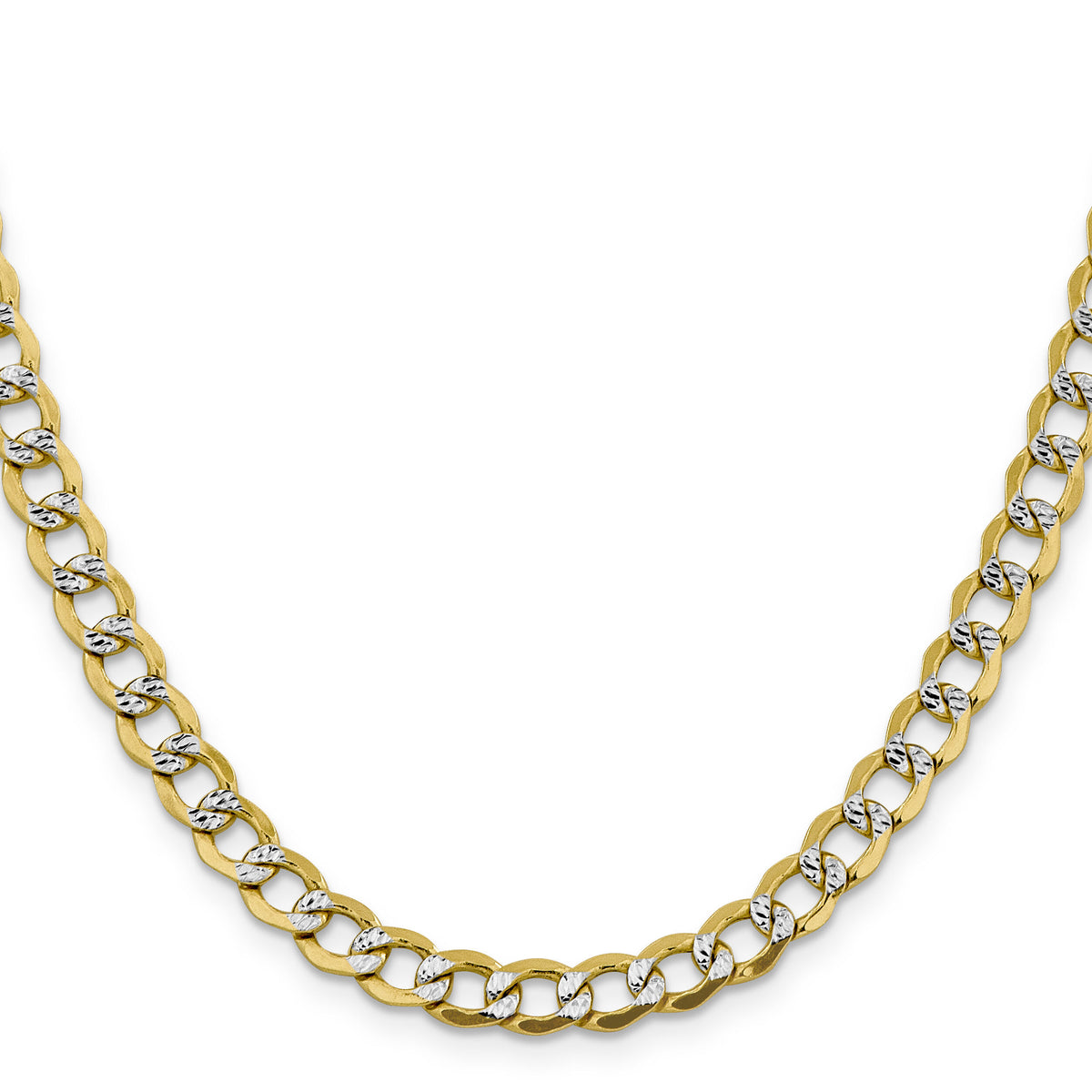 14k 6.75mm Semi-solid with Rhodium PavÃ© Curb Chain-PWF150-20