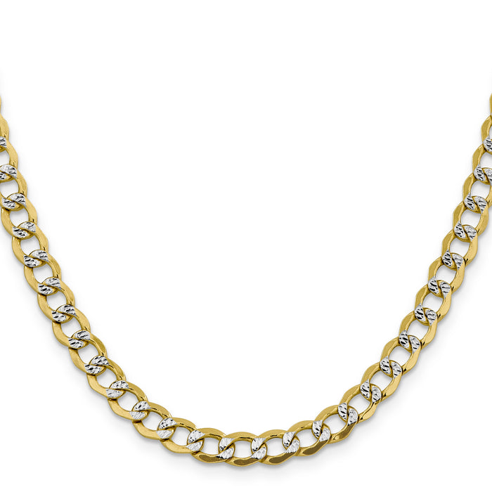 14k 6.75mm Semi-solid with Rhodium PavÃ© Curb Chain-PWF150-20