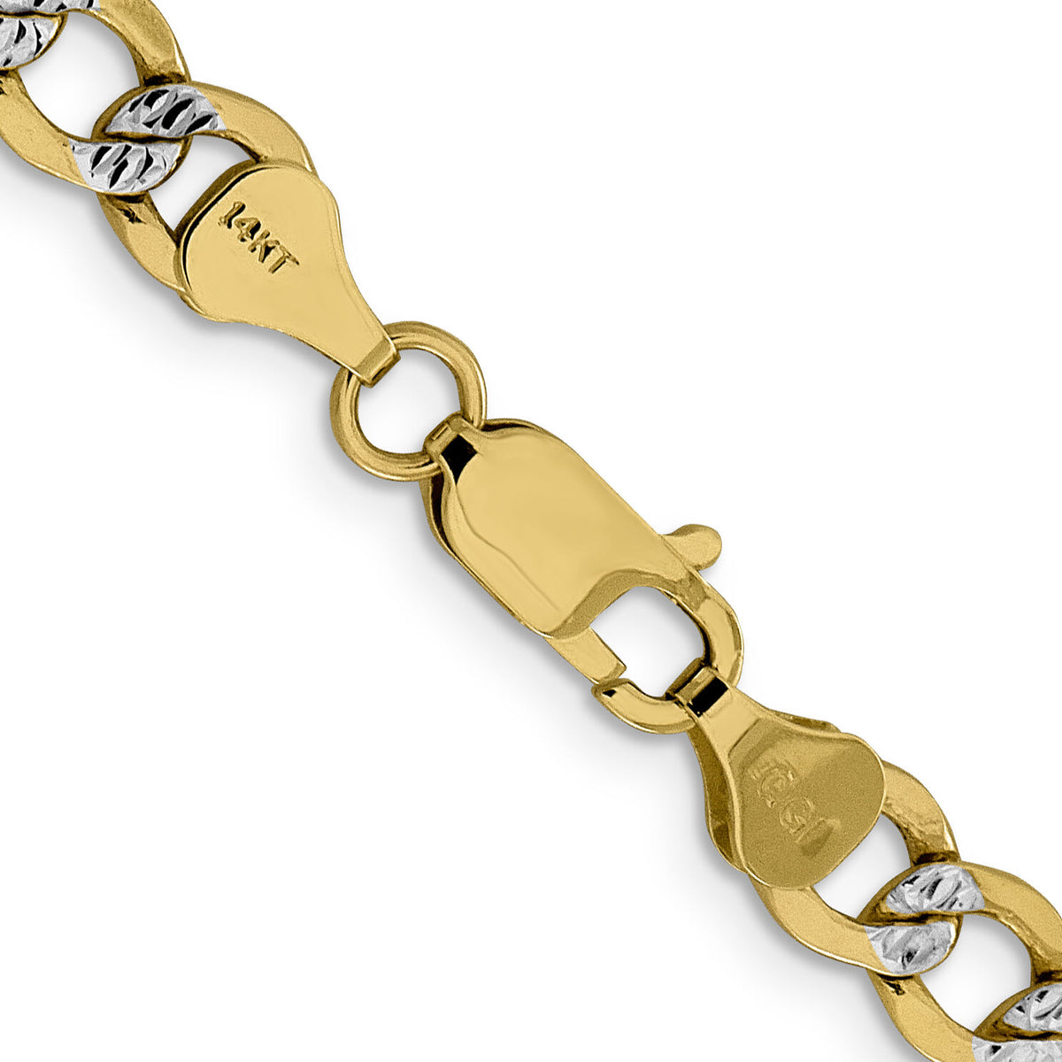 14k 6.75mm Semi-solid with Rhodium PavÃ© Curb Chain-PWF150-26