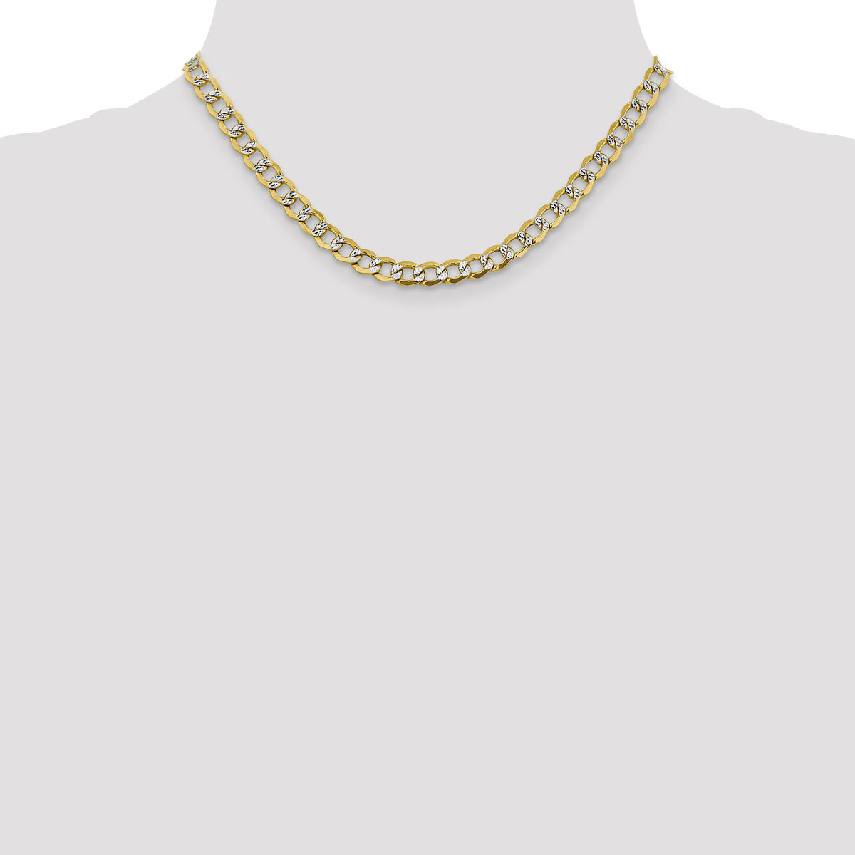 14k 6.75mm Semi-solid with Rhodium PavÃ© Curb Chain-PWF150-16