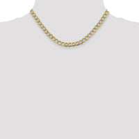 14k 6.75mm Semi-solid with Rhodium PavÃ© Curb Chain-PWF150-16