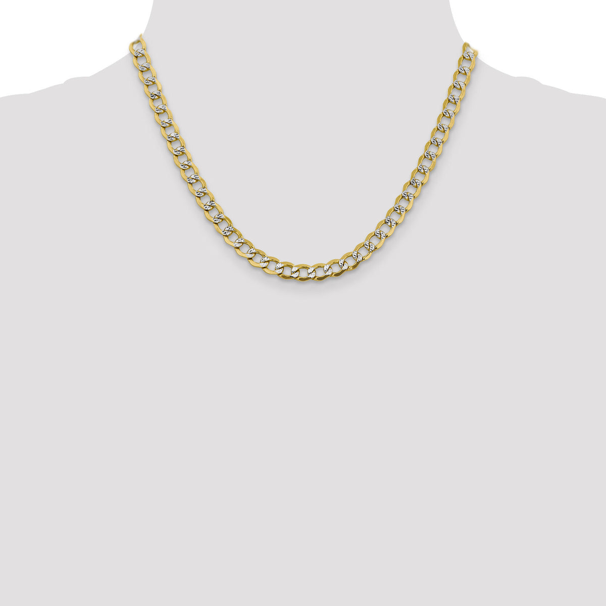 14k 6.75mm Semi-solid with Rhodium PavÃ© Curb Chain-PWF150-18