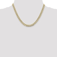 14k 6.75mm Semi-solid with Rhodium PavÃ© Curb Chain-PWF150-18