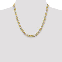14k 6.75mm Semi-solid with Rhodium PavÃ© Curb Chain-PWF150-20