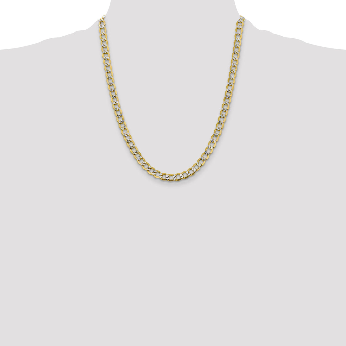 14k 6.75mm Semi-solid with Rhodium PavÃ© Curb Chain-PWF150-22